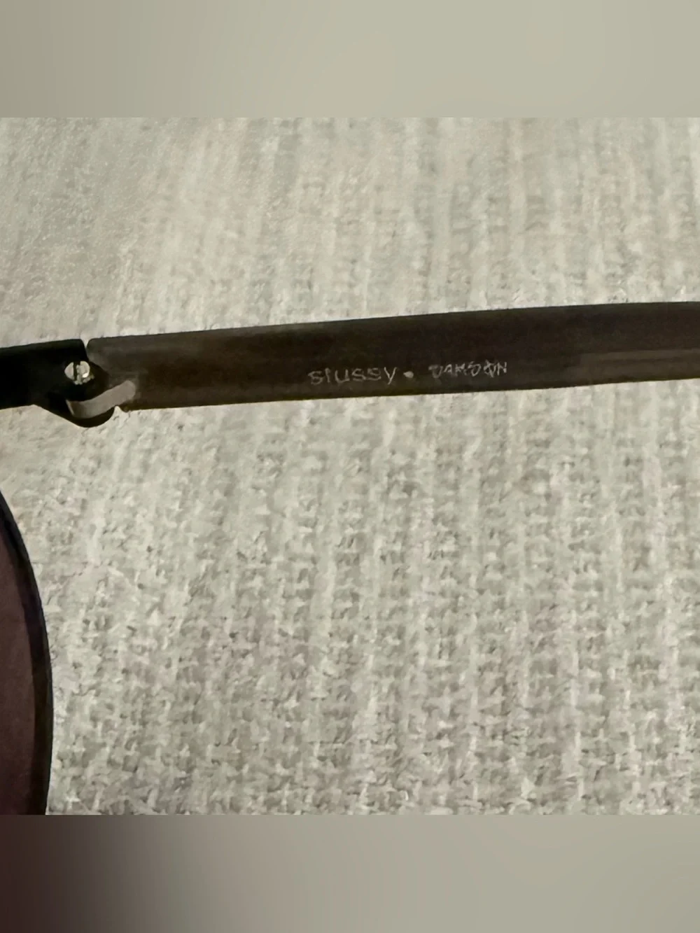 Vintage Stussy 1990s Round Oval Sunglasses Black Brown Logo Vera Bradley case